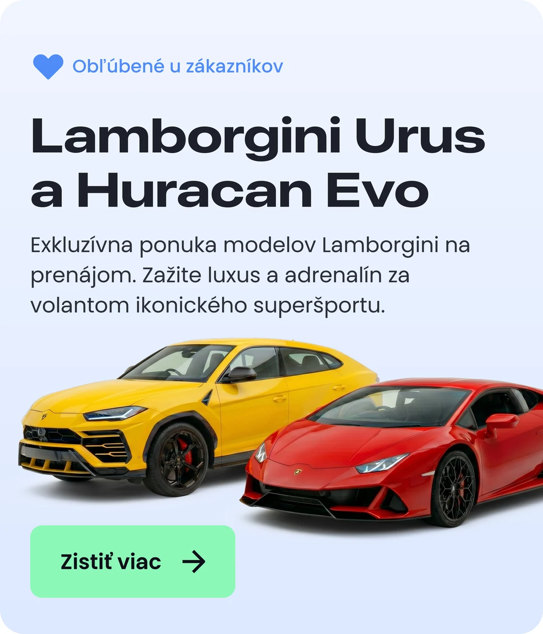 Lamborghini Urus a Huracan Evo banner